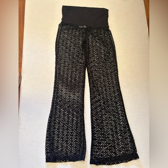 Bongo black swimwear cover up pants w/ thick elastic foldable waistband Sz-M. L2 - Picture 5 of 10